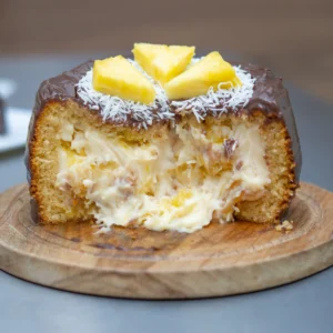 Pastel Tropical de Vainilla, Piña, Crema Pastelera y Chocolate 21cm - 12/14 Porciones