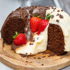 Pastel Volcán de Chocolate con Crema Pastelera 19cm - 12/14 Porciones